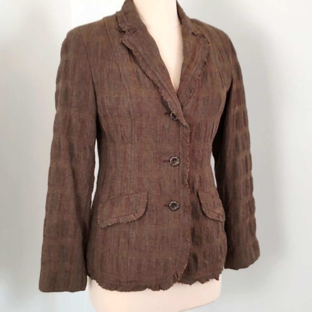 J.Jill Blazer/Jacket/Crinkle Fabric/Raw Edge Finish/Boho/Poverty /Size 4